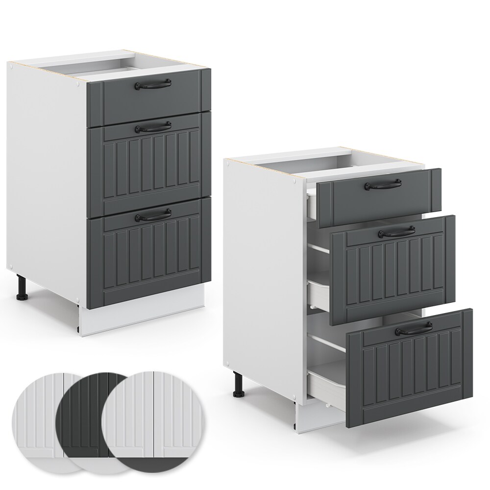 Vicco Schubunterschrank 50 cm FAME Line Küchenschrank Küchenzeile Landhaus Anthrazit