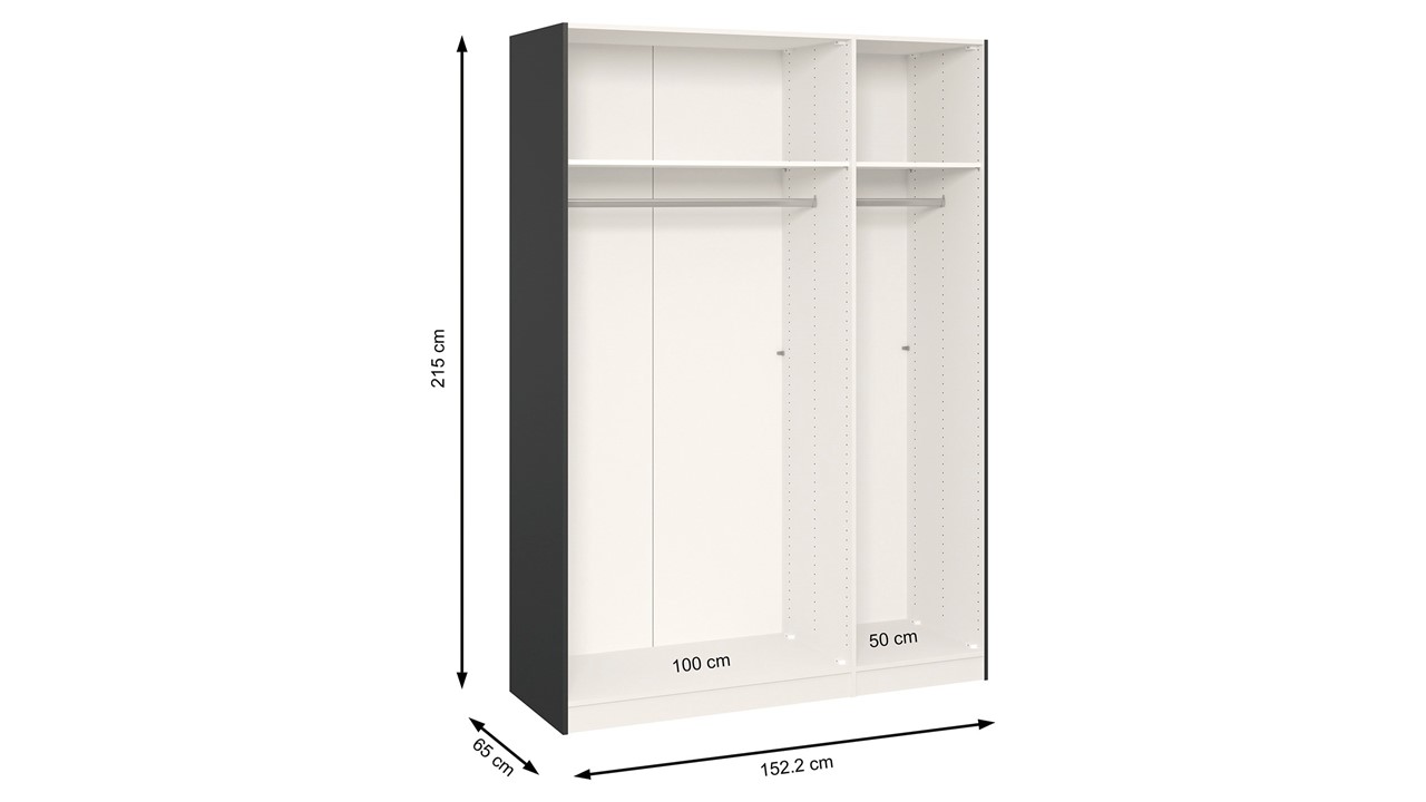 Schuifdeurkast Kixx met glas- en spiegeldeuren zwart
