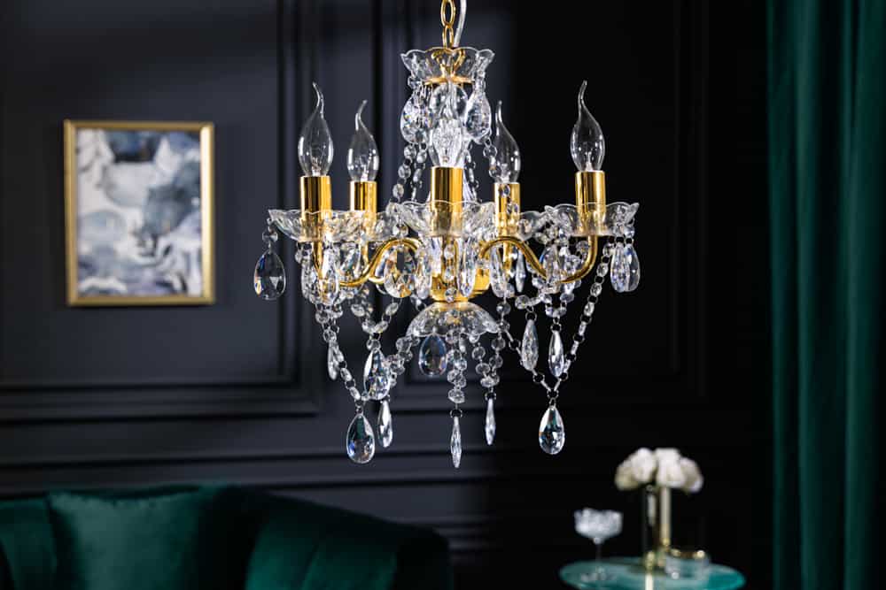 Design Kronleuchter DIAMONDS S 40cm gold Acryl 5-armig Barock Design