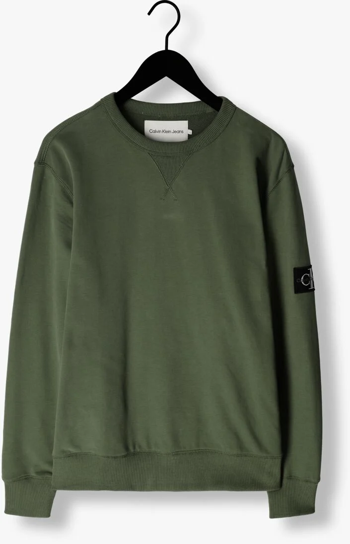 CALVIN KLEIN donkergroene calvin klein sweater badge crew neck