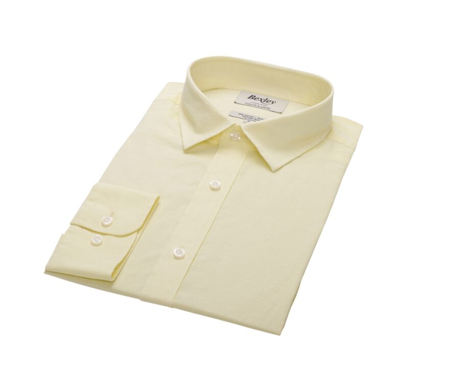 Chemise coton lin jaune pâle unie - SILBERT
