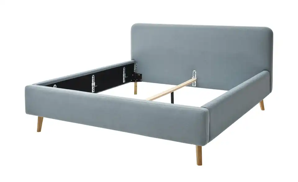 Polsterbettgestell Mattis Eisblau Webstoff fein 140 cm ohne Bettkasten