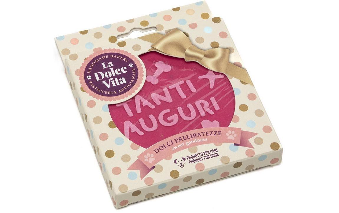 Happy Birthday Hundekuchen, Pink 11 x 1.5 cm, 90gGeburtstags-Snack für Hunde