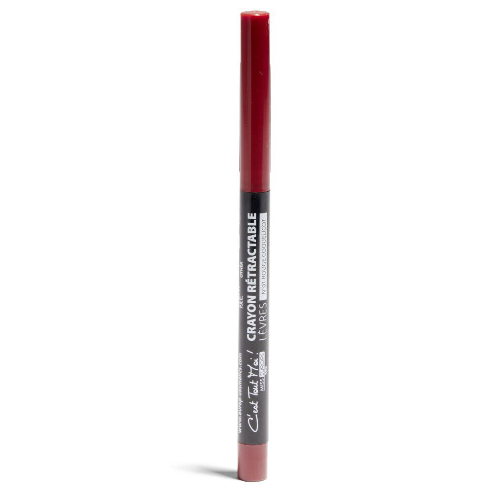 Crayon à lèvres rétractable N°01 rouge coquelicot