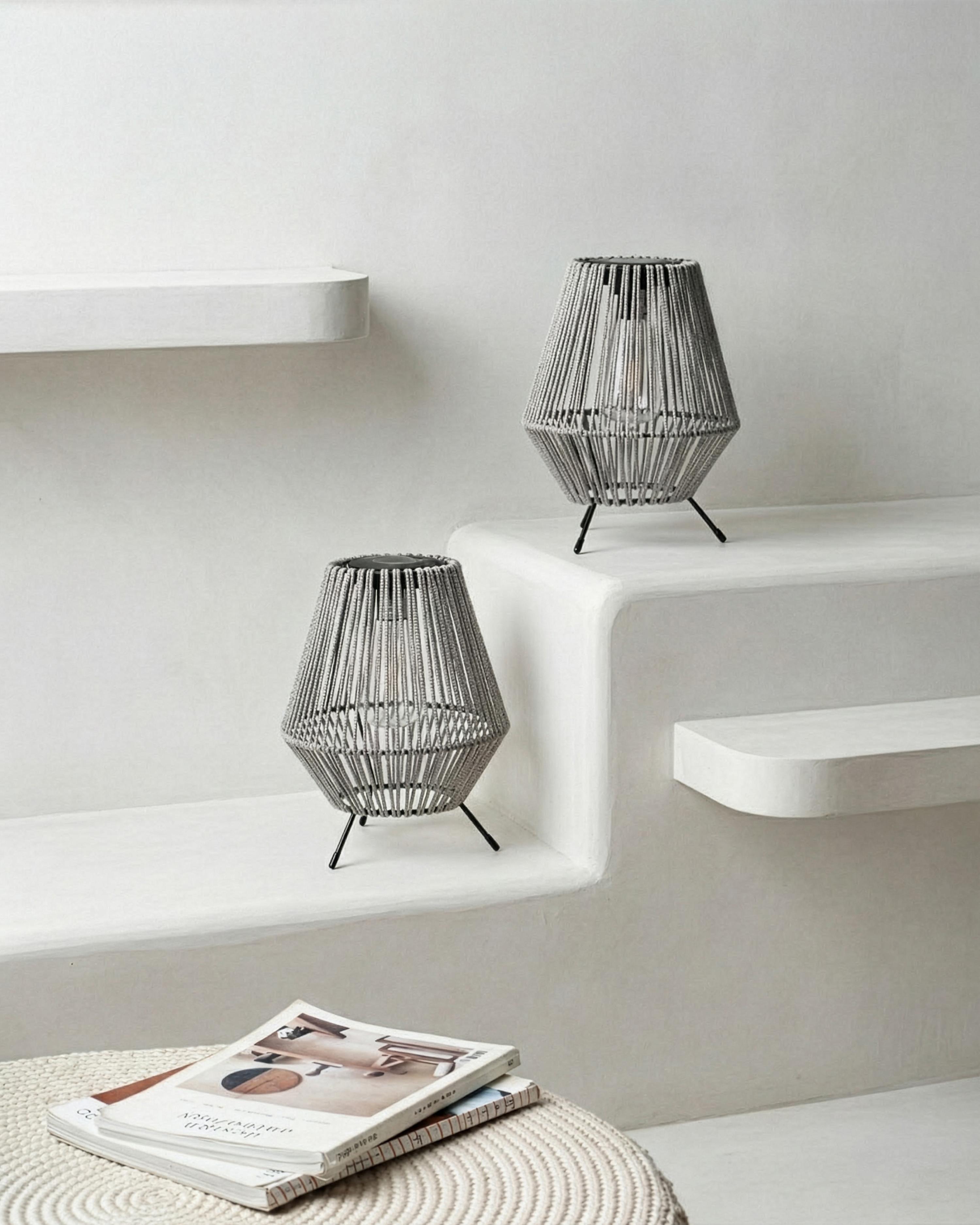 Set van 2 lantaarns op zonne-energie VUNGU 27 cm Grijs