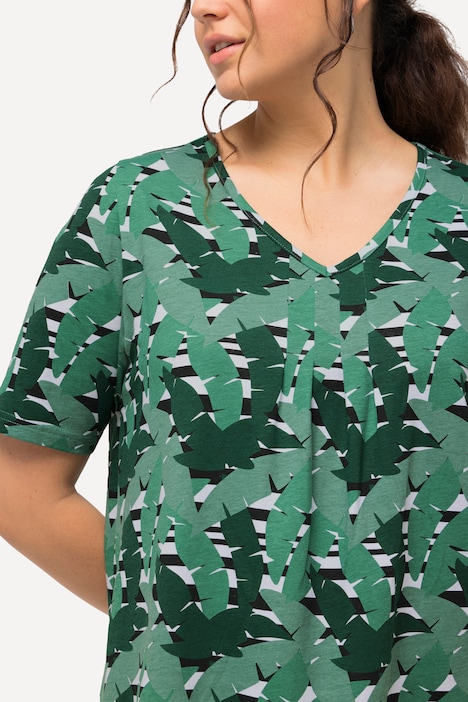 T-Shirt, grafischer Druck, A-Linie, V-Ausschnitt, Halbarm