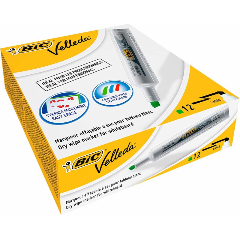 Marqueur effaçable Bic Velleda 1791 pointe biseau 1,9 mm vert