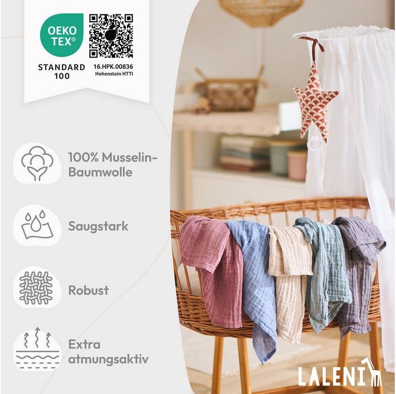 Laleni - Hydrofiele Doeken - Beige - 100% Katoen - Set van 5