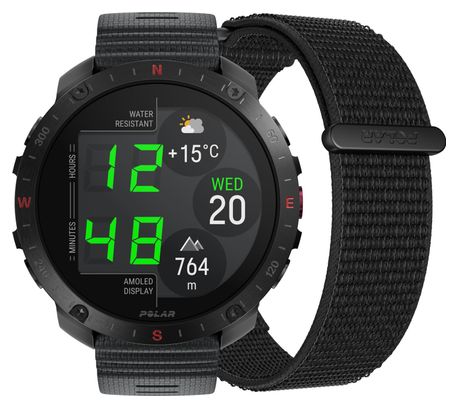 Montre GPS Polar Grit X2 Pro Noir Night avec Bracelet Nylon Hook & Loop