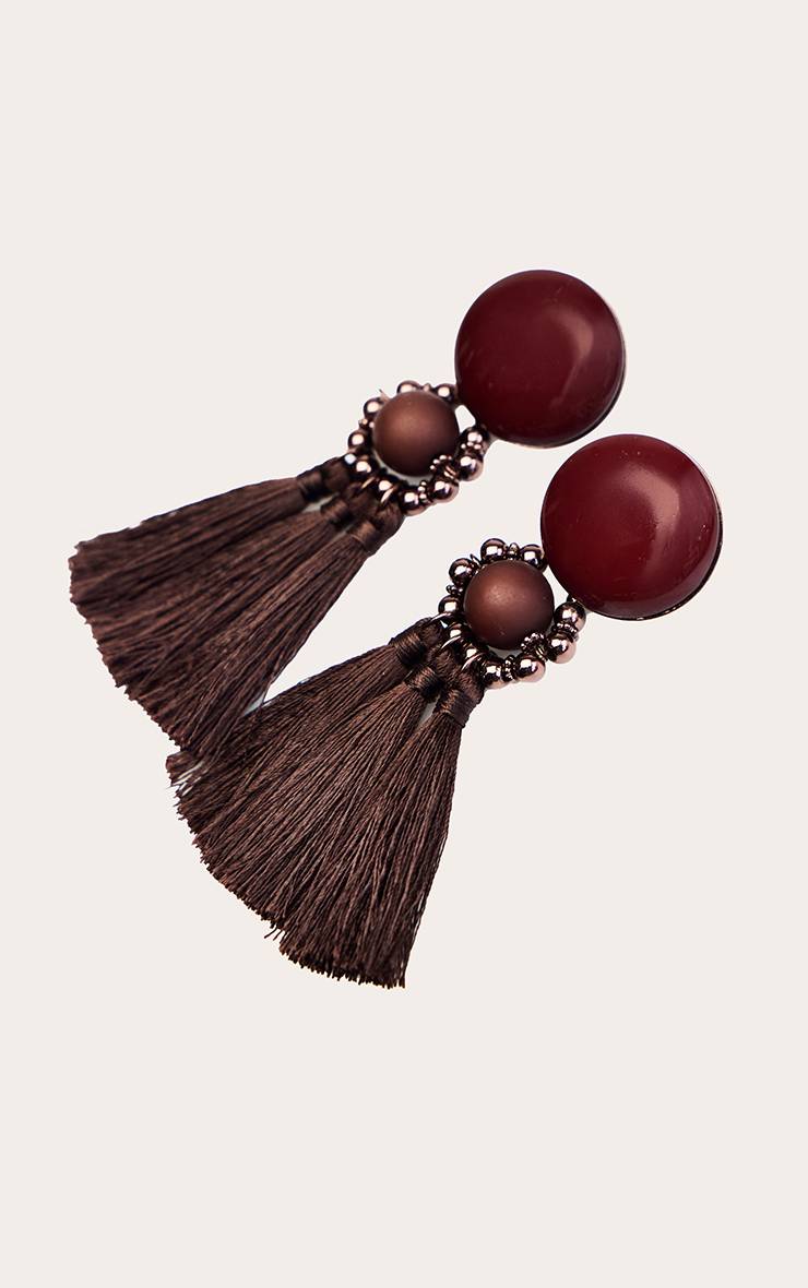 Chocolat Boucles D'oreilles À Pompons Perlés