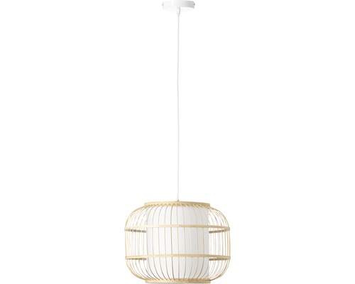 Hanglamp, 1-lichts, HxØ 150x40 cm, naturel/wit