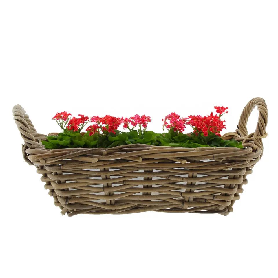 Van der Leeden Mand met hengsels - bruin - 37 x 22 x 12 cm -rotan