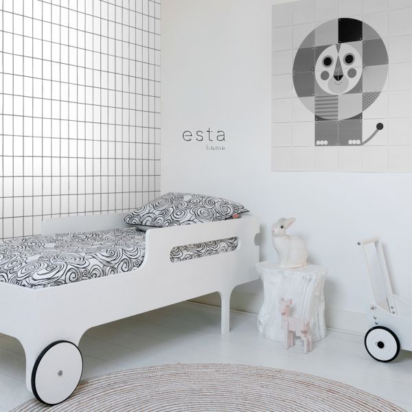 Estahome Kleine Tegeltjes Behang - 0,53 x 10,05 m - Vergrijsd Blauw