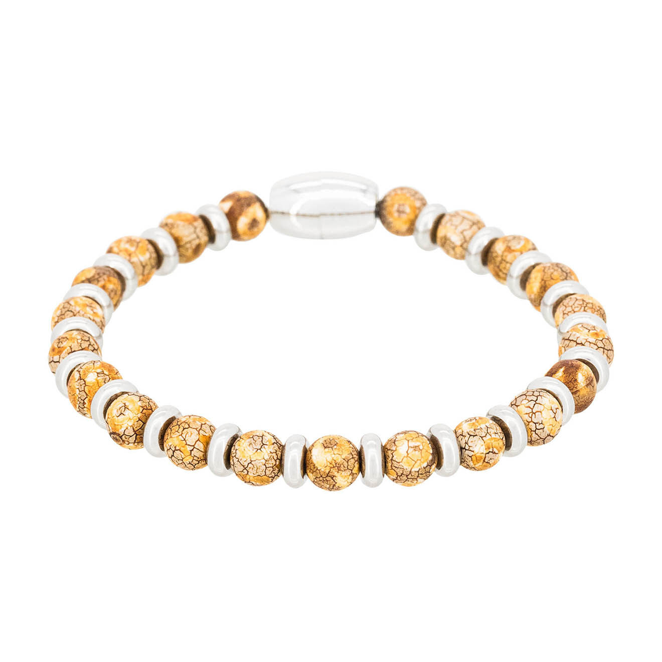 Jacobson Bracelet Sunrise en Acier & Agate beige
