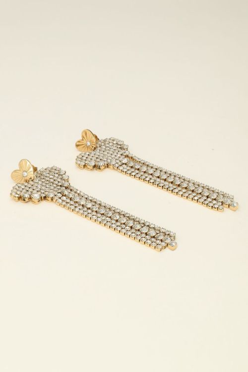 Universe statement oorbellen hartje met strass