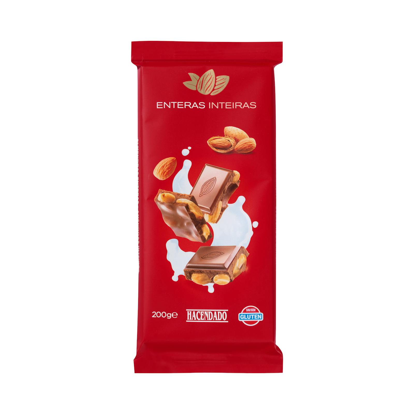 Chocolat au lait extra-fin Hacendado aux amandes entières