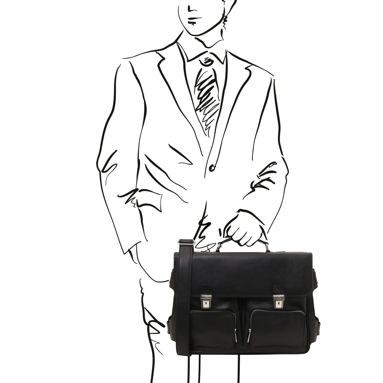 TL142069 – Ventimiglia – leren multi compartment TL SMART Aktetas with front pockets