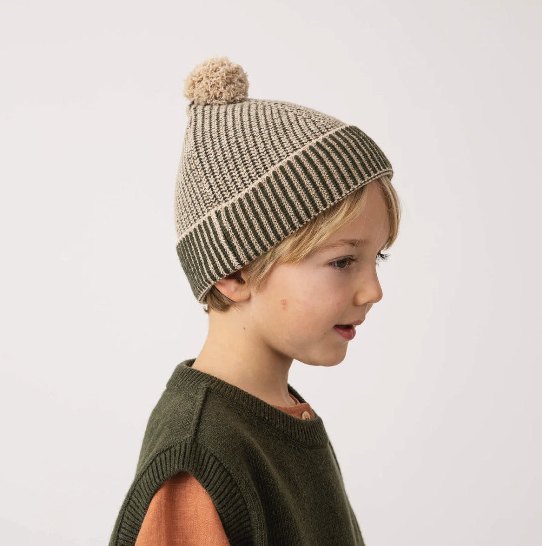 Mütze Pom Pom Loden Green