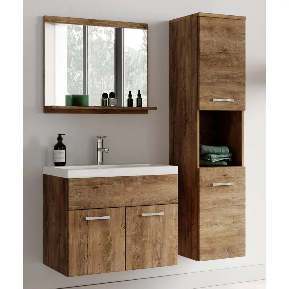 Badplaats Badkamermeubel Set Montreal 60 x 35 cm - Bruin Eiken - Badmeubel met