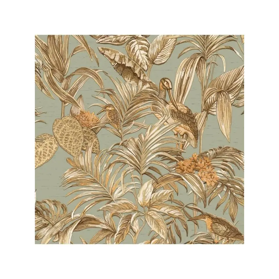 Dutch Wallcoverings Vliesbehang Wallstitch bird of paradise - groen - 10m x 53cm