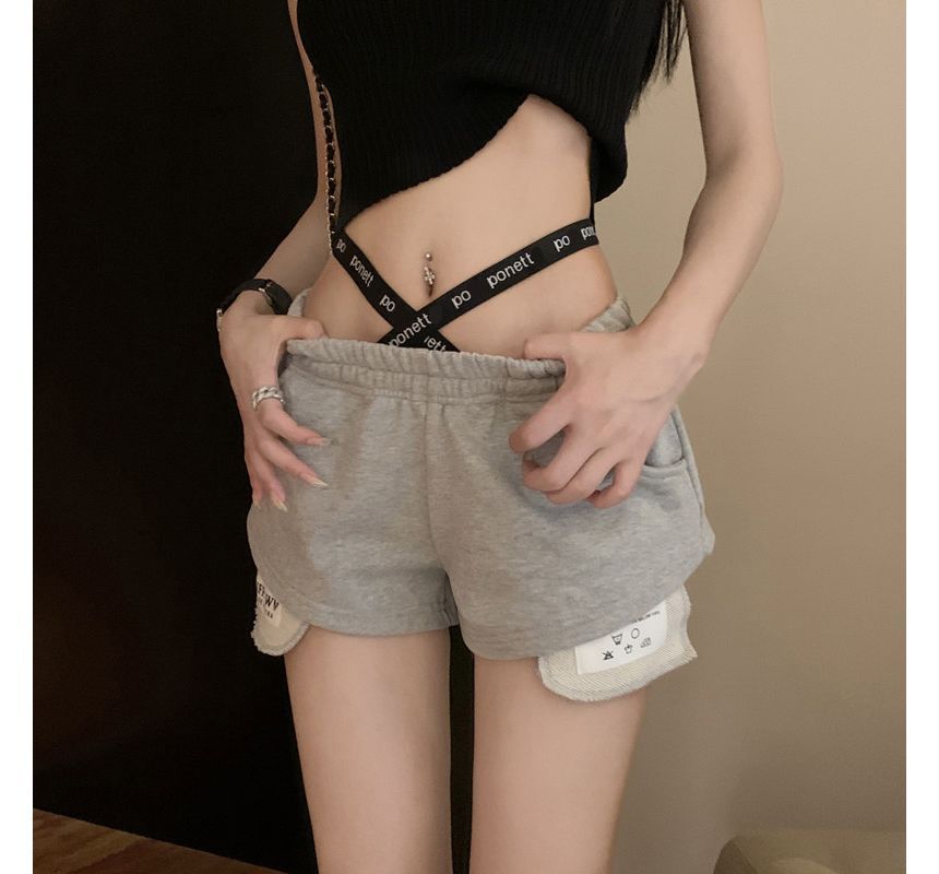 Everose - Hotpants met elastische taille en tekstpaneel