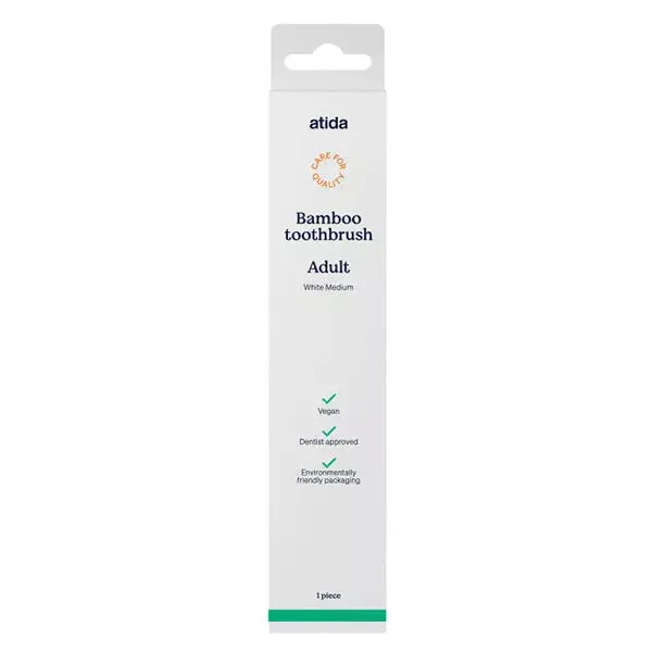 Atida Bucco-Dentaire Brosse à Dent Bambou Adulte Medium Blanc