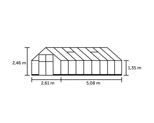 Kas Halls Qube 816, 3 mm veiligheidsglas, 261 x 508 cm, zwart