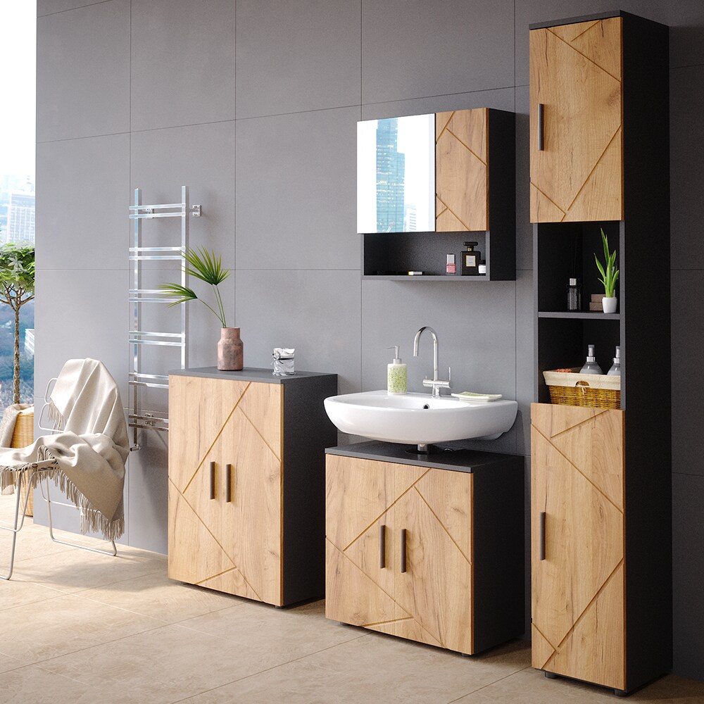 Vicco Hochschrank Badschrank Badezimmerschrank Irma 2 Türen Ablage 6 Fächer