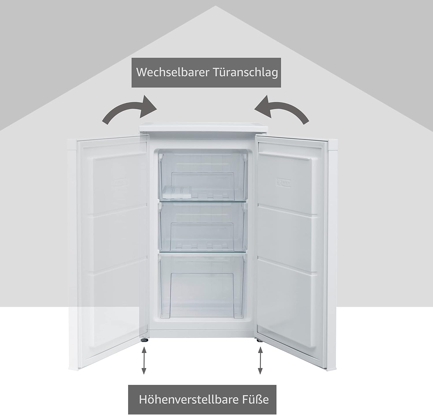 TELEFUNKEN CF-34-101-W Gefrierschrank I 63 L Nutzinhalt I Tiefkühlschrank - Leise & effizient I Energieverbrauch 160 kWh/Jahr I Maße 82,1 x 48 x 51 cm