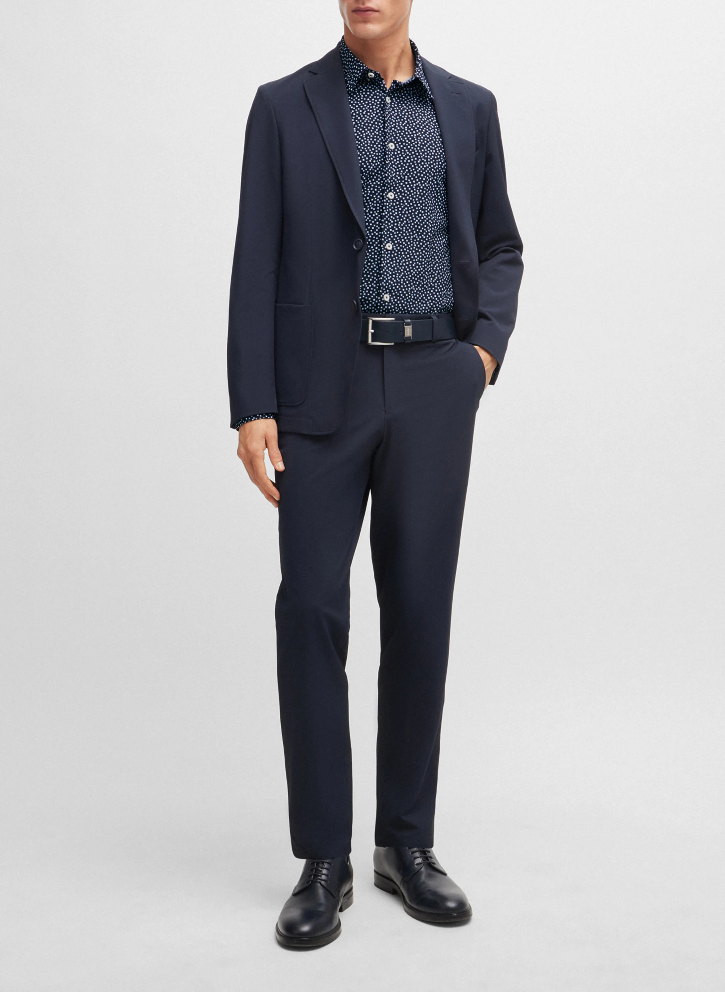Chemise slim fit imprimée | Bleu