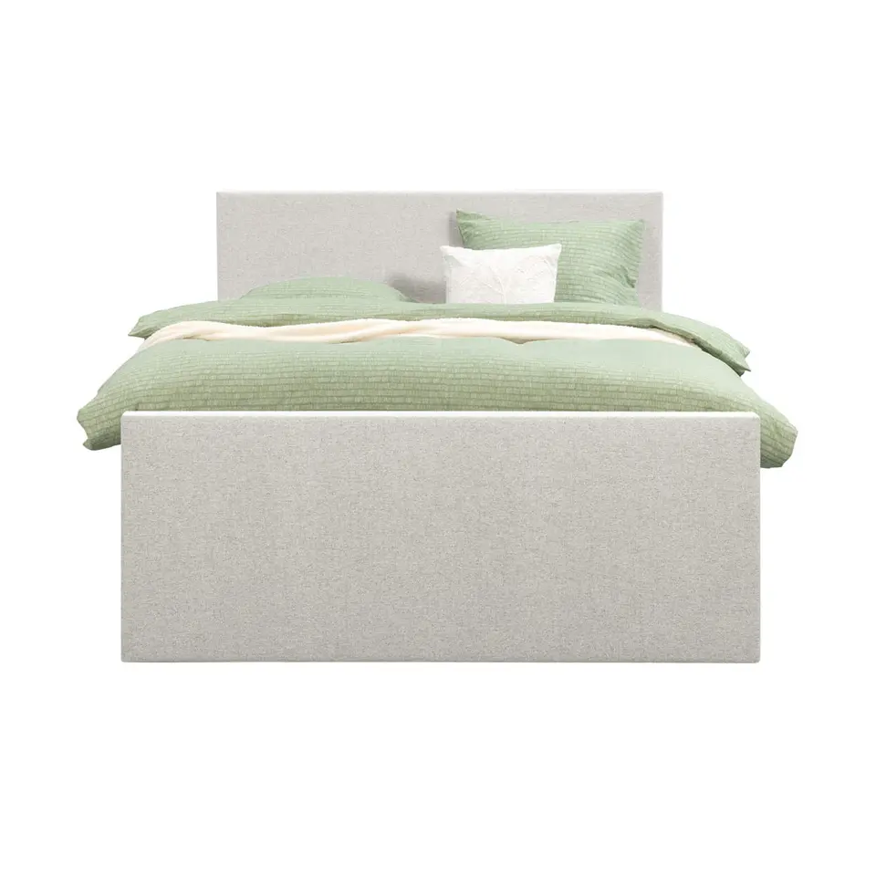 Boxspring met voetbord Liv egaal - ecru - 140x200 cm - slanke poot