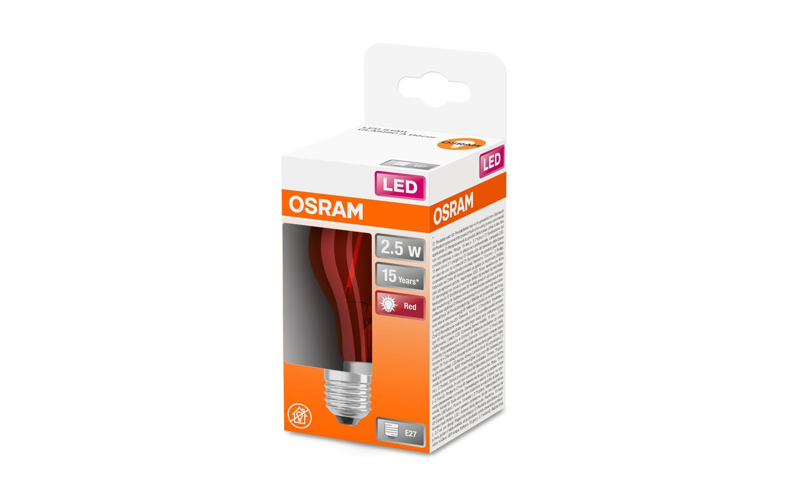 Lampe Star Décor Red, 2.5W, E27 WarmweissFarbige LED-Lampe