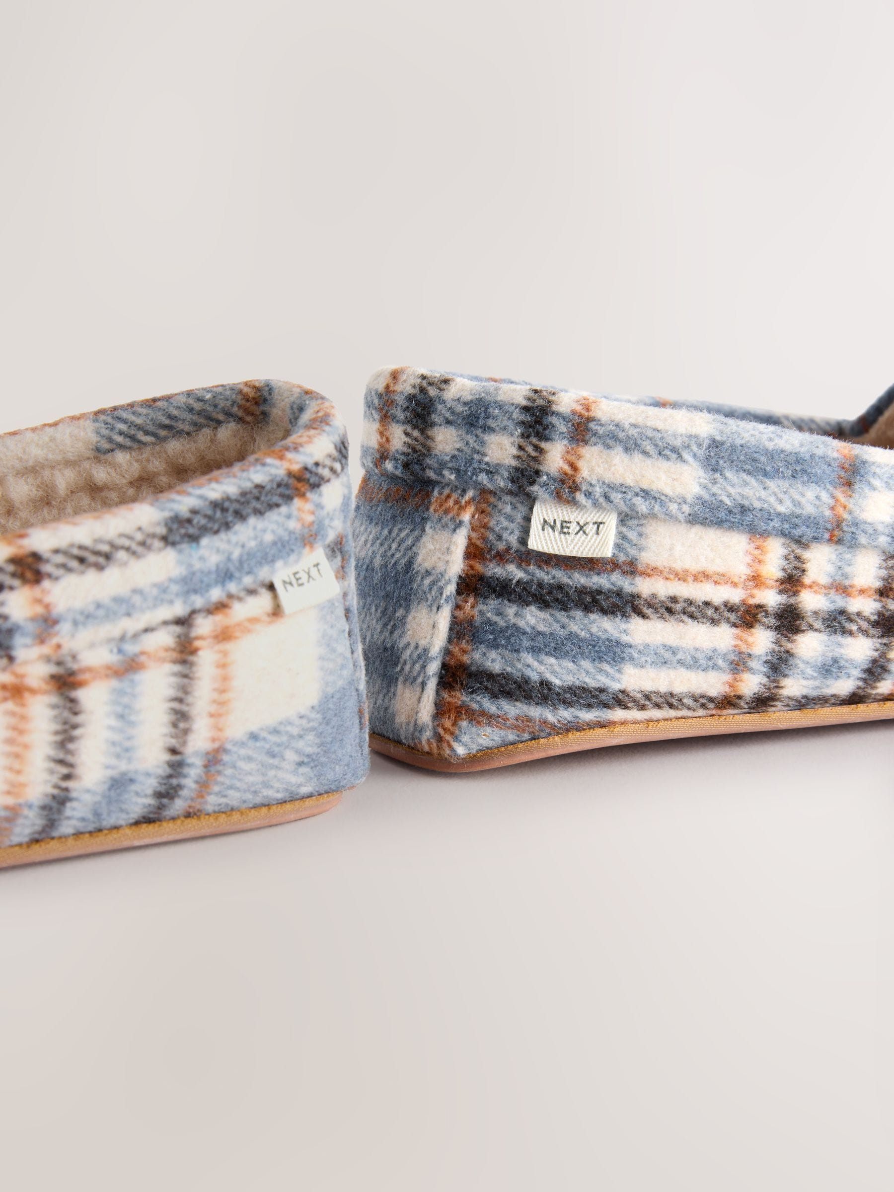 Blauw geruit - Moccasin Brushed Slippers