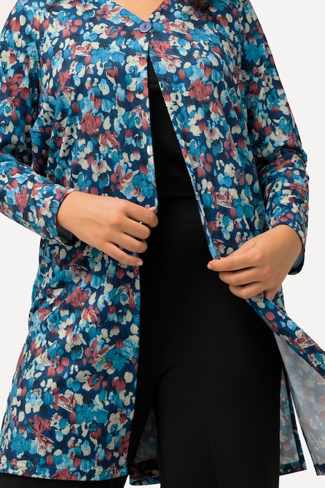 Jerseyjacke, Pinselstriche, A-Linie, V-Ausschnitt