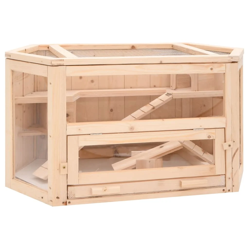 vidaXL Gaiola para hamster madeira de abeto maciça 80x40x43 cm