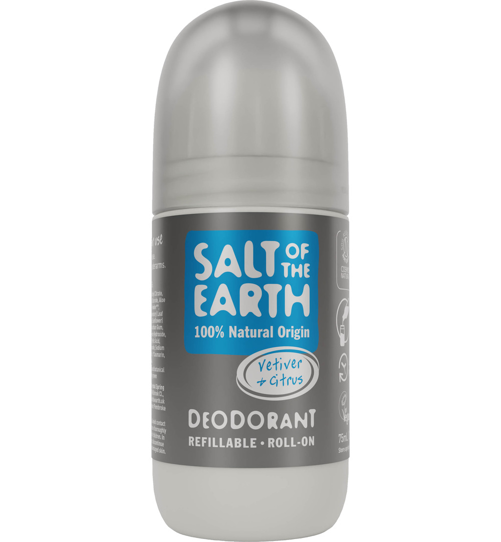 Salt Of The Earth Natural Deodorant Roll On, Vetitver & Citrus (75 ml)