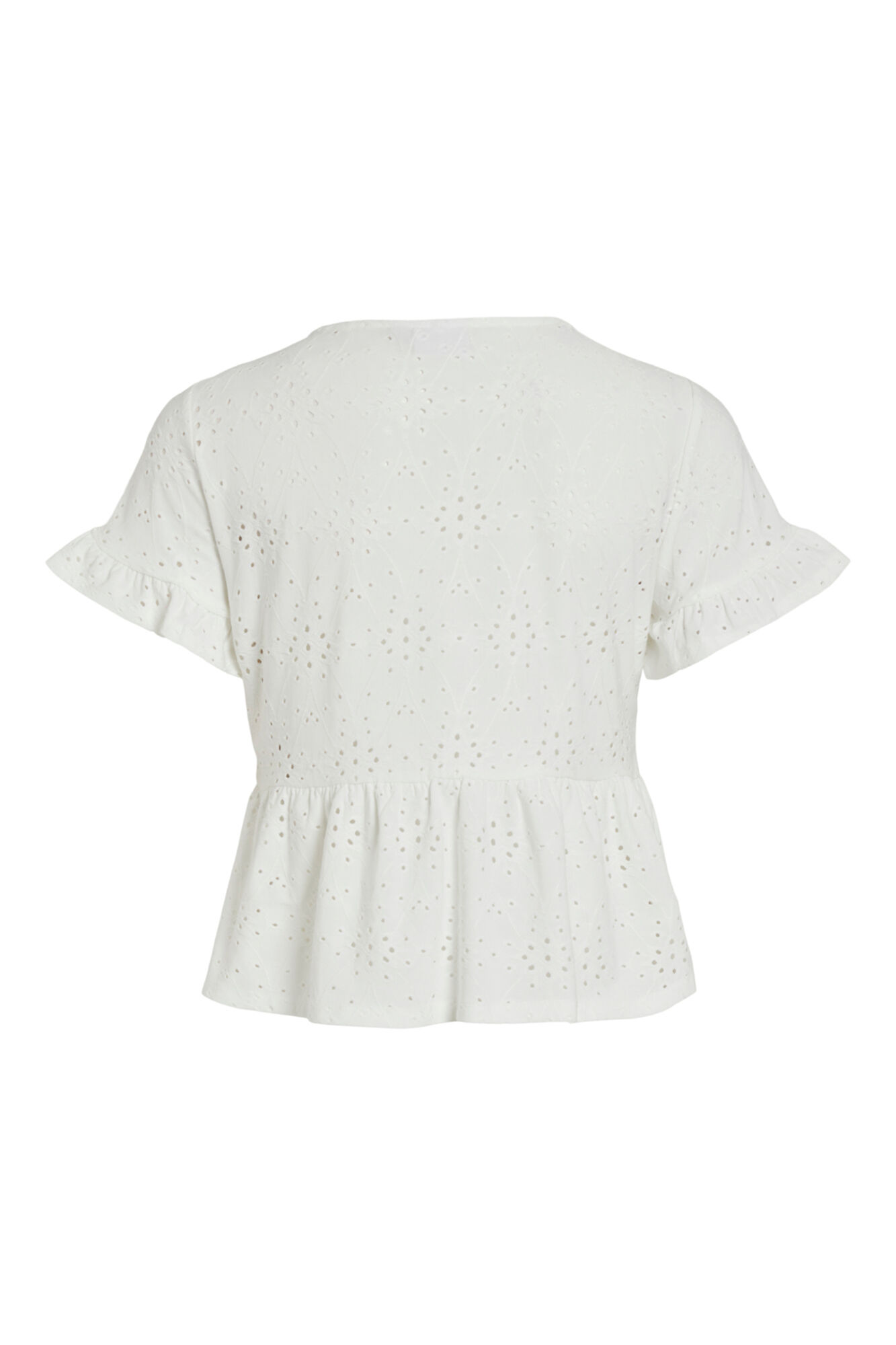 Blusa de manga curta com detalhes vazados - Branca