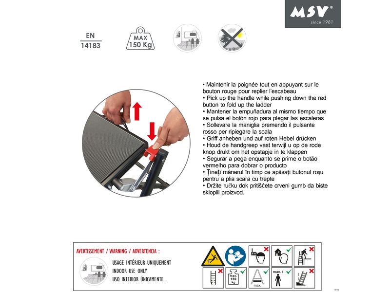 MSV Trittleiter 2 Stufen Klappbarer Stehleiter