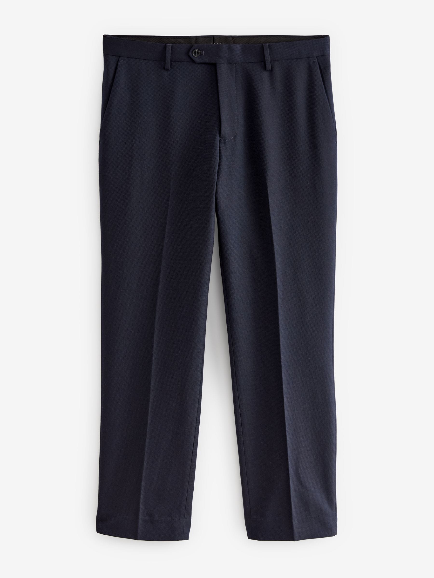 Donkerblauw - Normale Pasvorm - Kostuum met textuur: broek