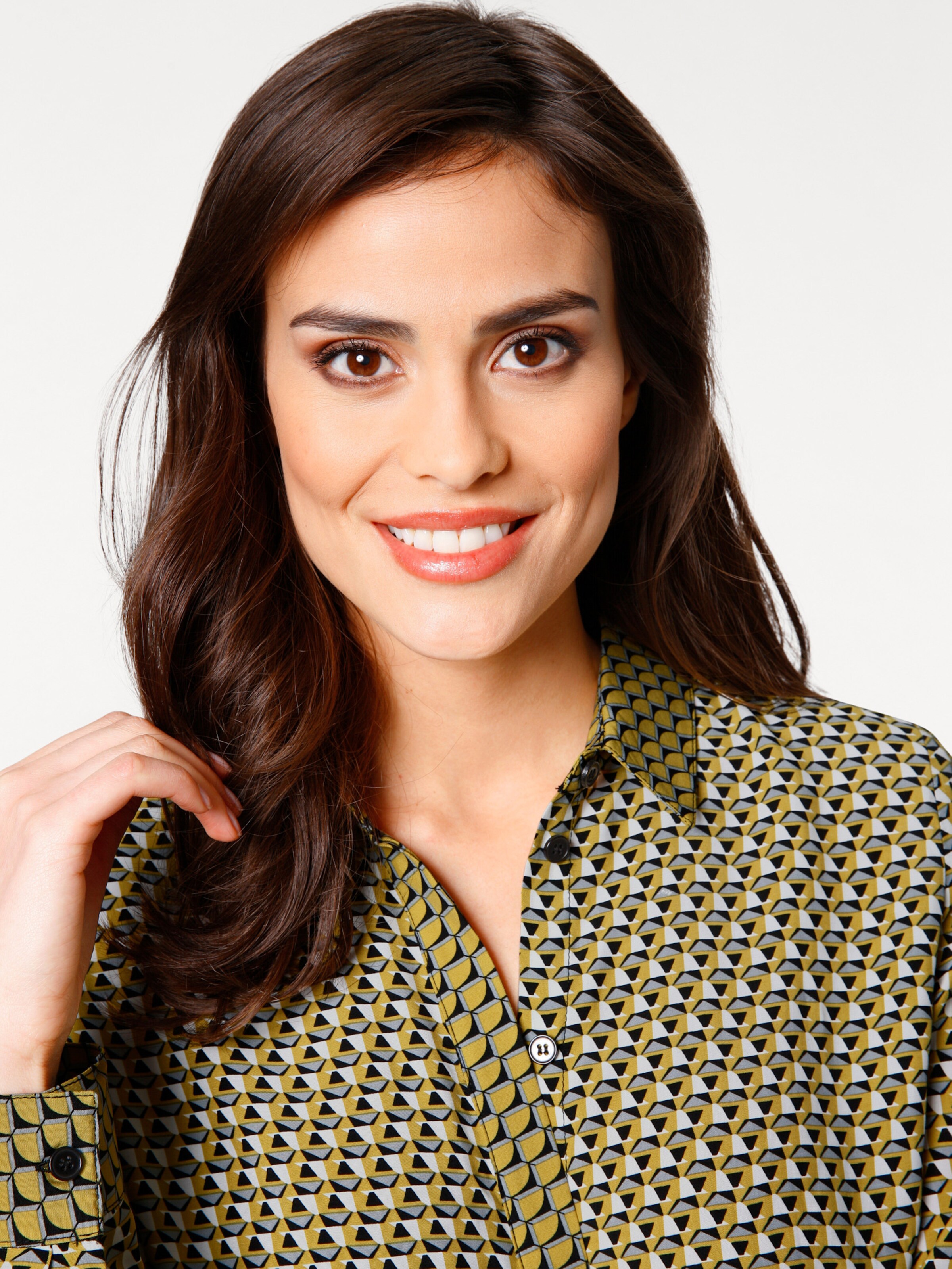 heine Druckbluse in gelb-grau