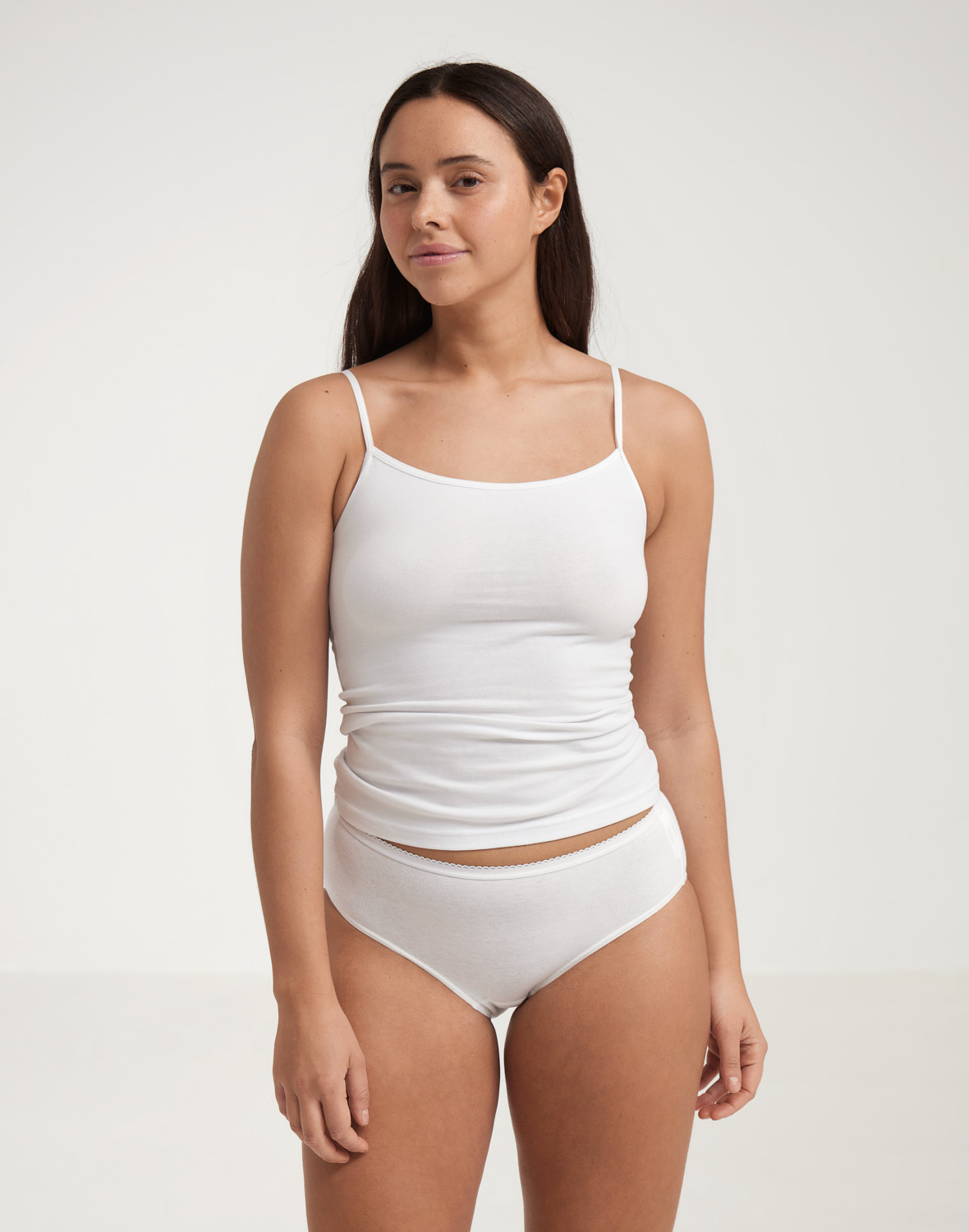 Midi-slips van katoen voor dames in Wit