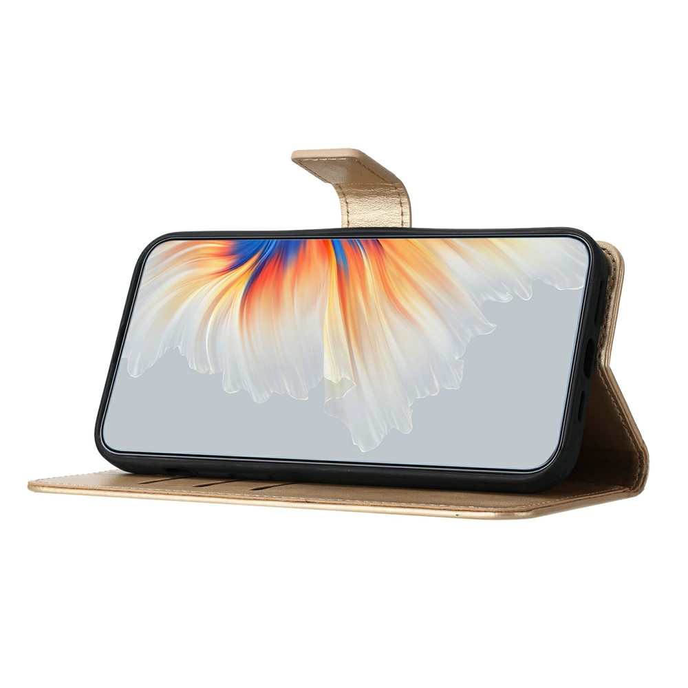 iPhone Air Leder Tasche Wallet - Mandala Flowers Imprint - Gold