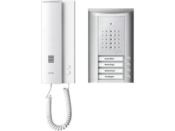 Ritto by Schneider dørtelefon med ledning komplet sæt 1841420 4 familiehus sølv (1841420)