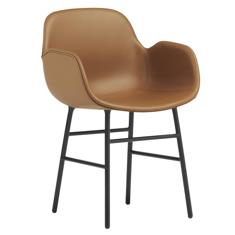 Normann Copenhagen Form armchair stoel gestoffeerd staal Ultra Leather Brandy