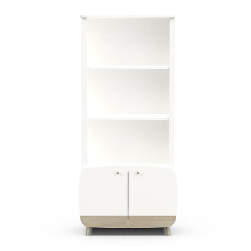 Bibliothèque 2 tablettes + 2 portes FIRMIANA Blanc - CBA Meubles