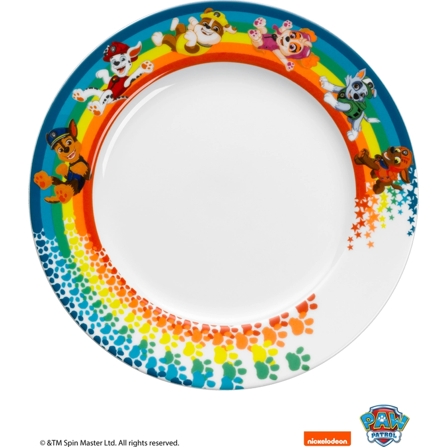 Schnullireich Geschenkset mit Namen Paw Patrol: WMF Kinderbesteck + TellerSchale+ Lätzchen Silber