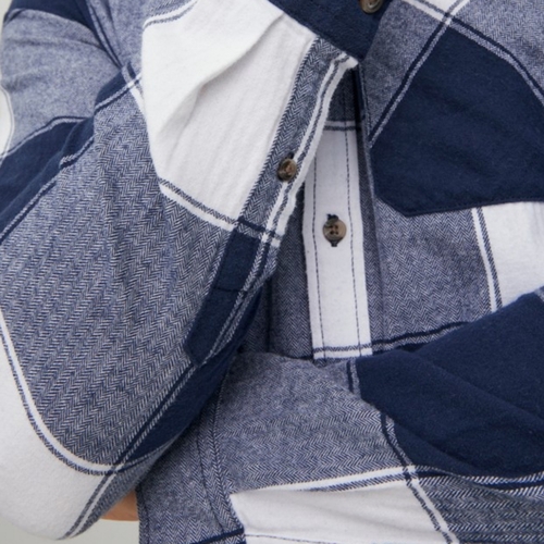 Jack & Jones - 12215467 JOROWEN CHECK COMFORT SHIRT LS NOOS BRIGHT WHITE Azul