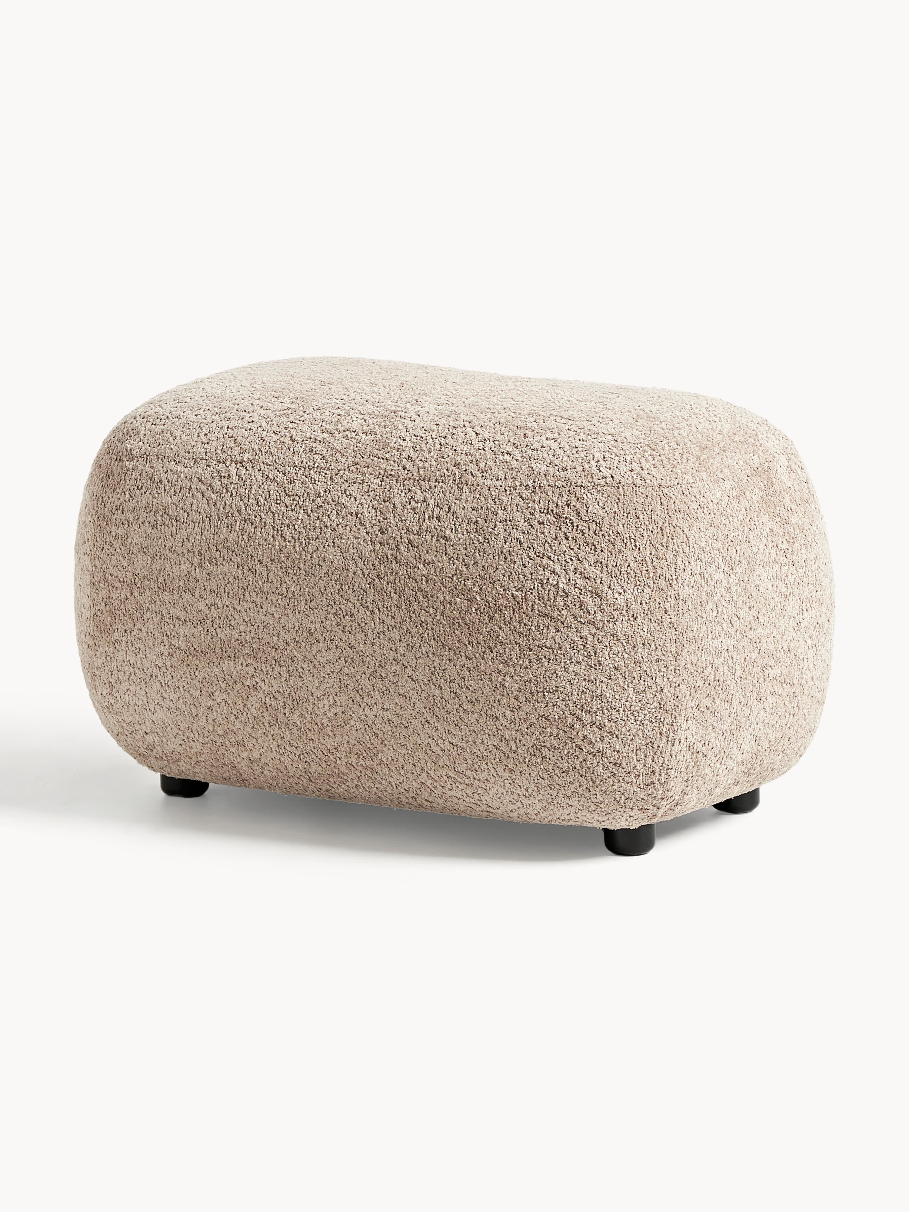 Poef Alba uit teddy-bouclé