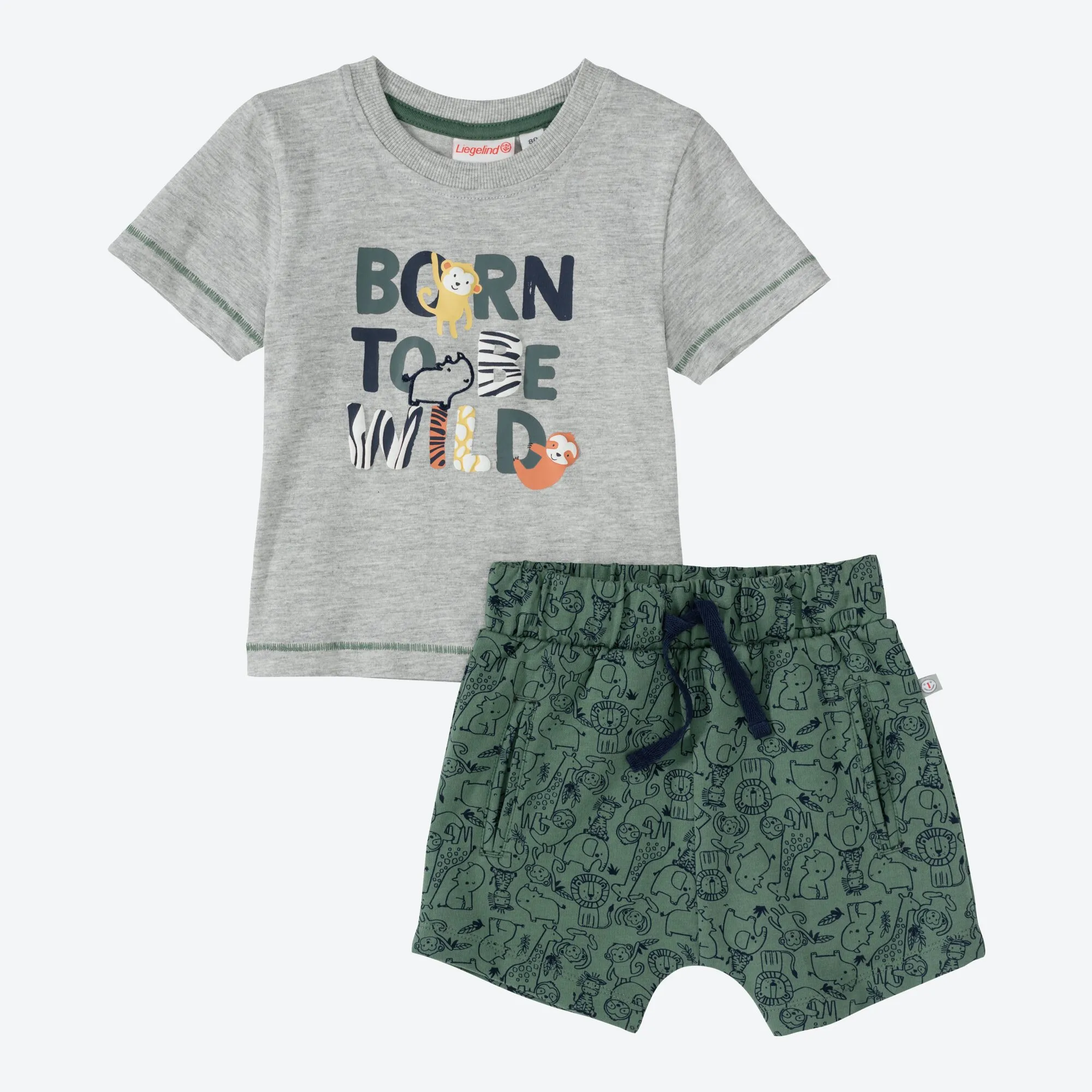 Baby-Jungen-Set mit Tier-Muster, 2-teilig