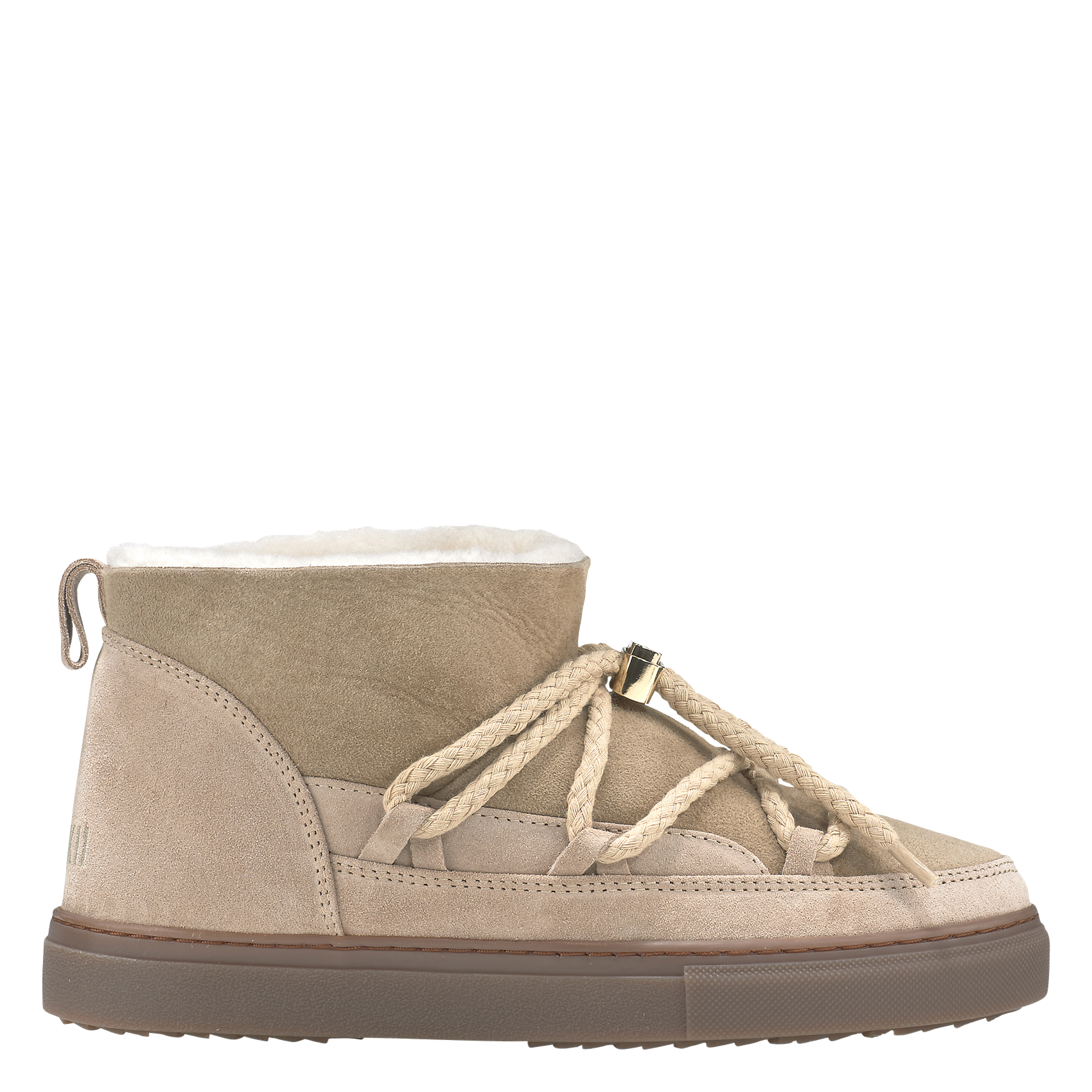 CLASSIC LOW - Boots fourrées en cuir velours| Beige